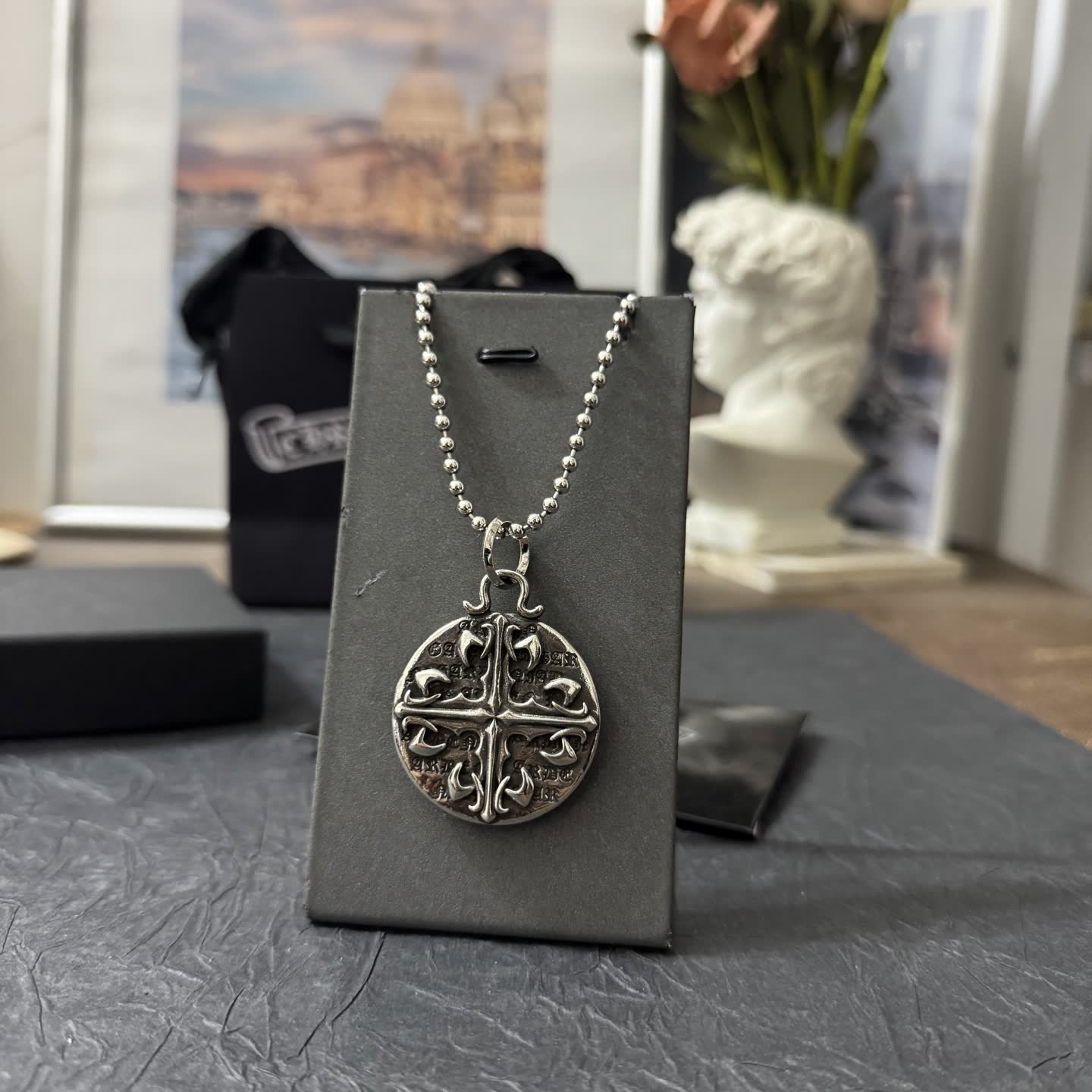 Chrome Hearts Silver Necklace with Symbolic Design